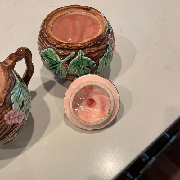 Majolica Creamer & Sugar Bowl By Haldon Group 1985 - Picture 6 of 9